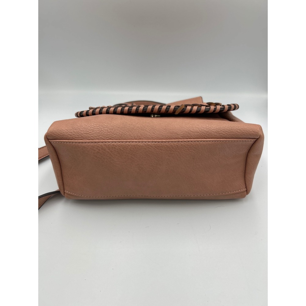Sole Society Cassi Dusty Rose Pink Whipstitch‎ Vegan Leather Crossbody Satchel - Picture 9 of 10